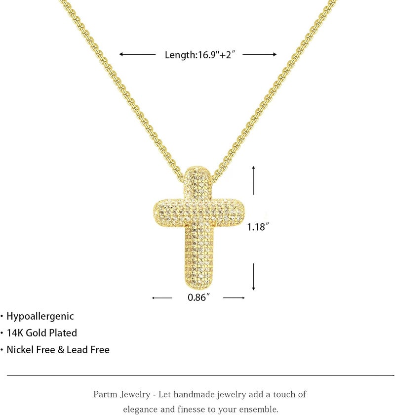 Partm Gold Cross Necklace for Women 14K Plated Dainty Pendant Cross Chain Faith Crucifix Choker Baptism Necklace for Women Trendy Religious Jewelry Hypoallergenic - Image 5